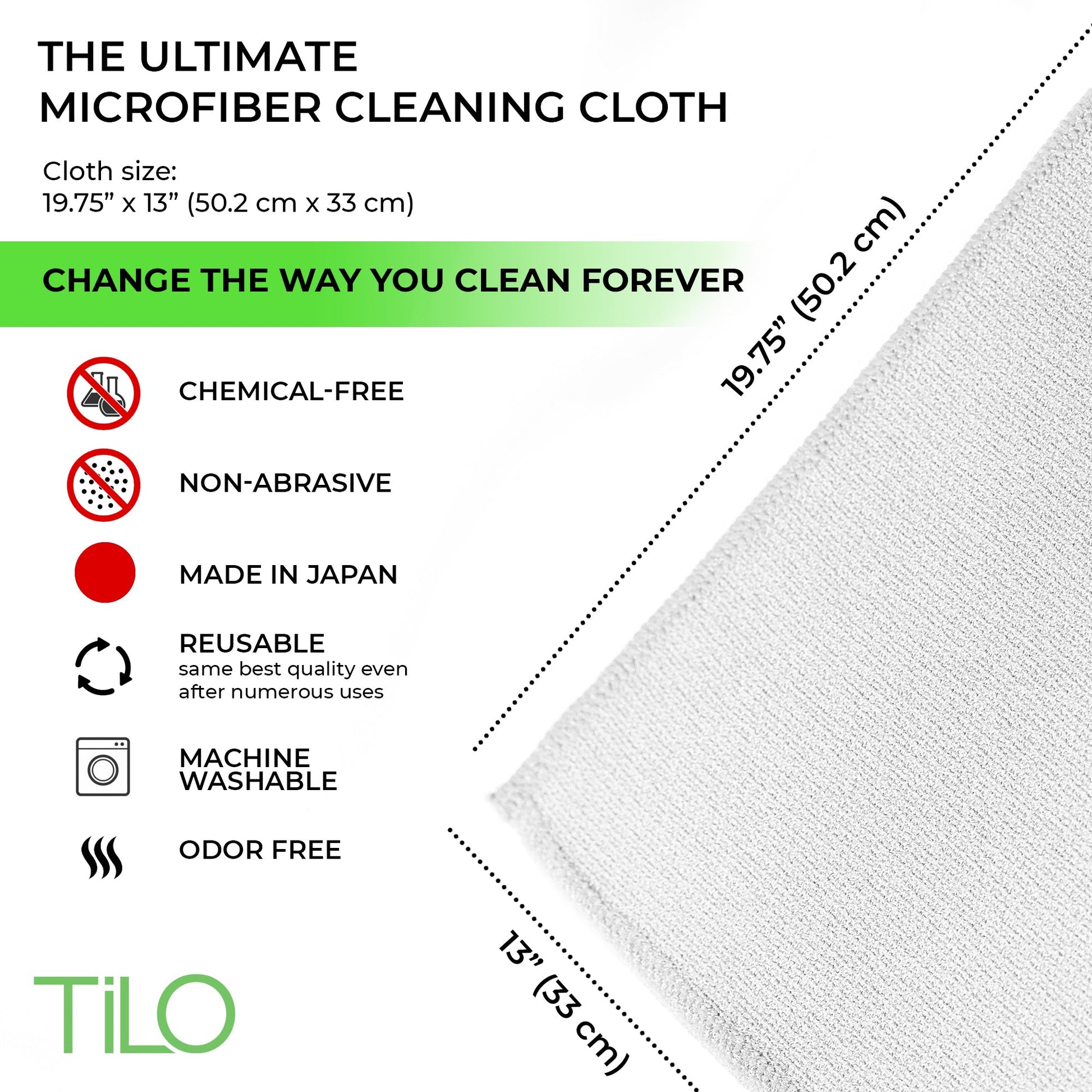 TiLO Microfiber Cleaning Cloth – 19.75 x 13-inch Reusable – White - TiLO The Ultimate